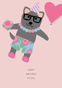 Anniversaire joyeux avec un chat festif